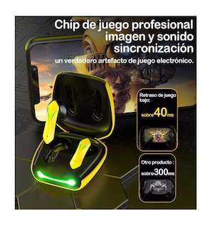 Foto 5 | Audífonos Inalámbricos Bluetooth 5.2 Gamer con Luz Led Amarillo