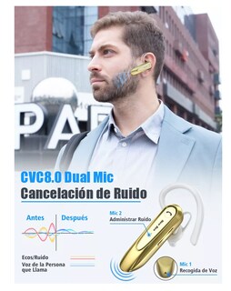 Foto 3 | Auriculares Monoaurales In-Ear Belug Dorado Inalámbrico