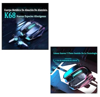 Foto 3 | Audífonos Negros Bluetooth Inalámbricos Auricular In-Ear Gamer Earphone K68 con Luz Led