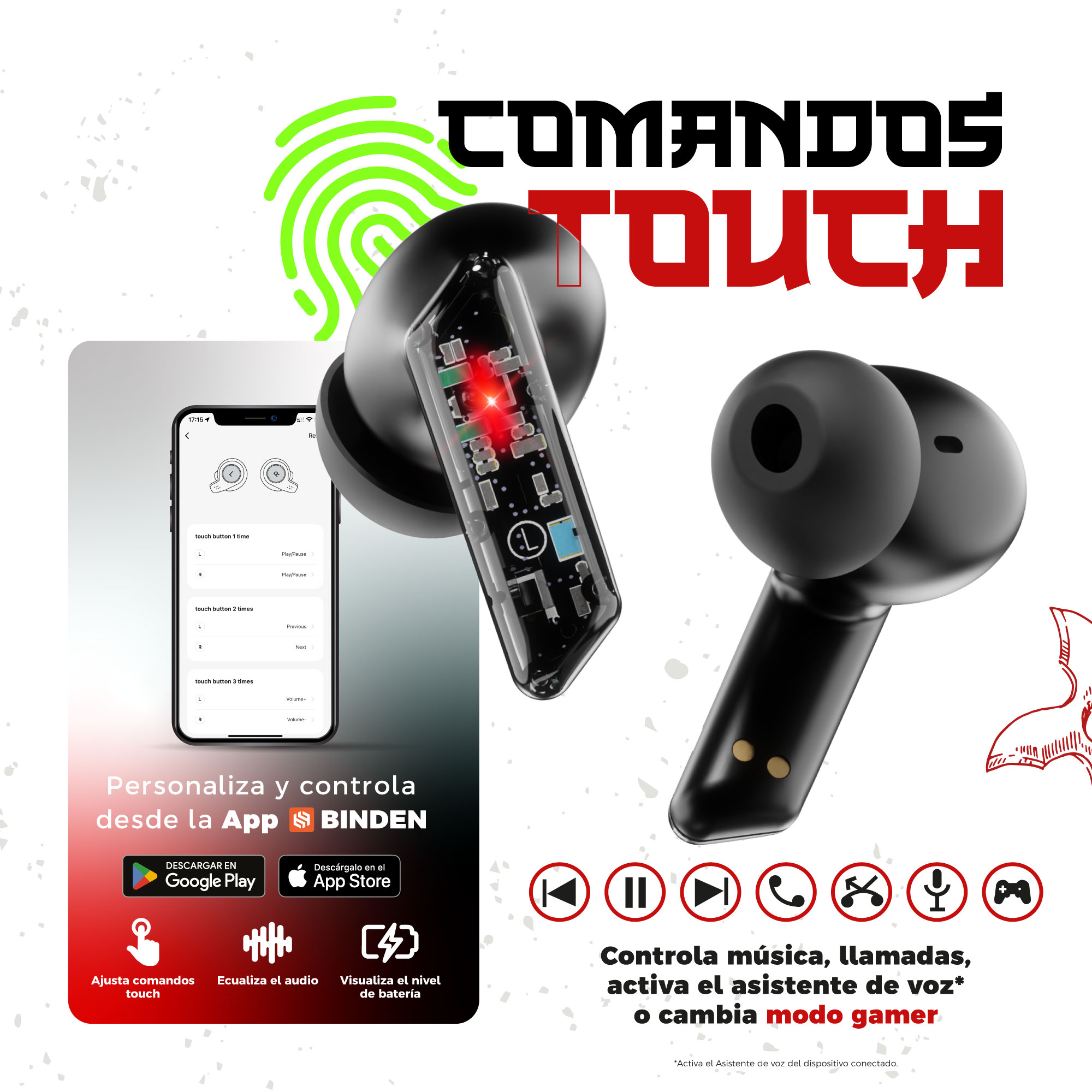 Foto 4 pulgar | Audífonos Gamer Binden Dark Ninja con Reducción de Ruido Bnc