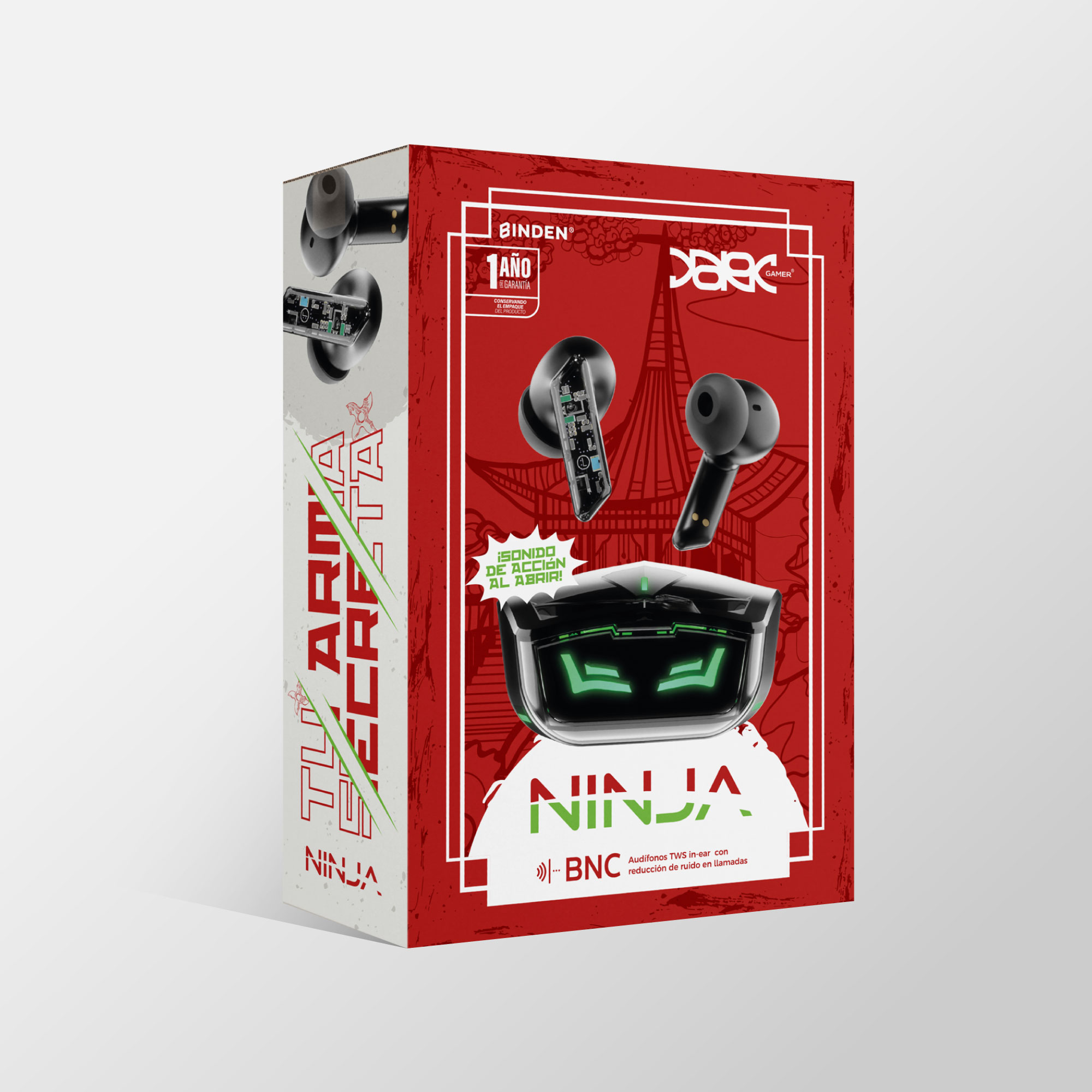 Foto 6 | Audífonos Gamer Binden Dark Ninja con Reducción de Ruido Bnc