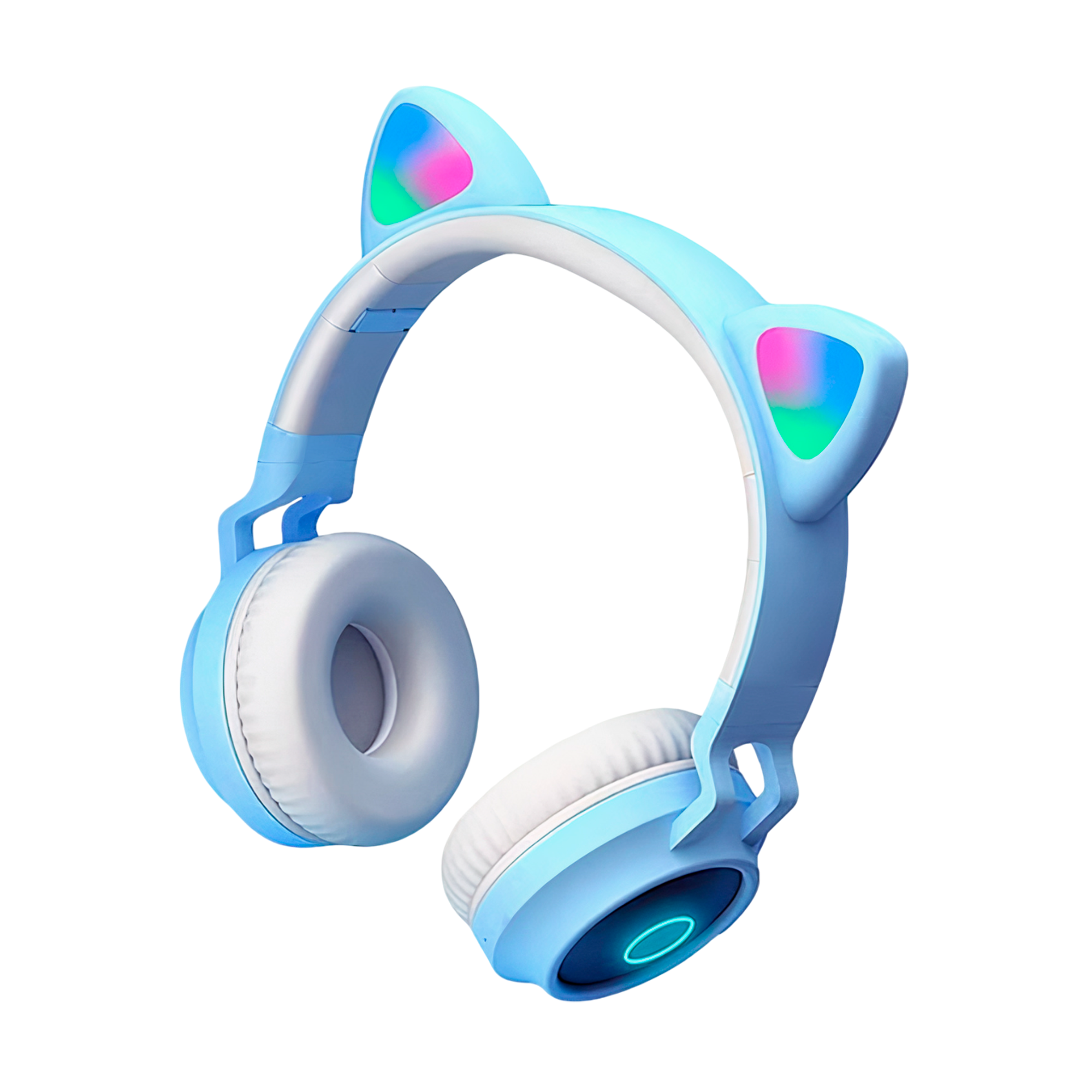 Foto 2 pulgar | Audífonos Inalámbricos De Gato Con Luz Led Plegables Azul Bluelander