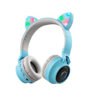 Foto 2 | Audífonos Inalámbricos De Gato Con Luz Led Plegables Azul Bluelander