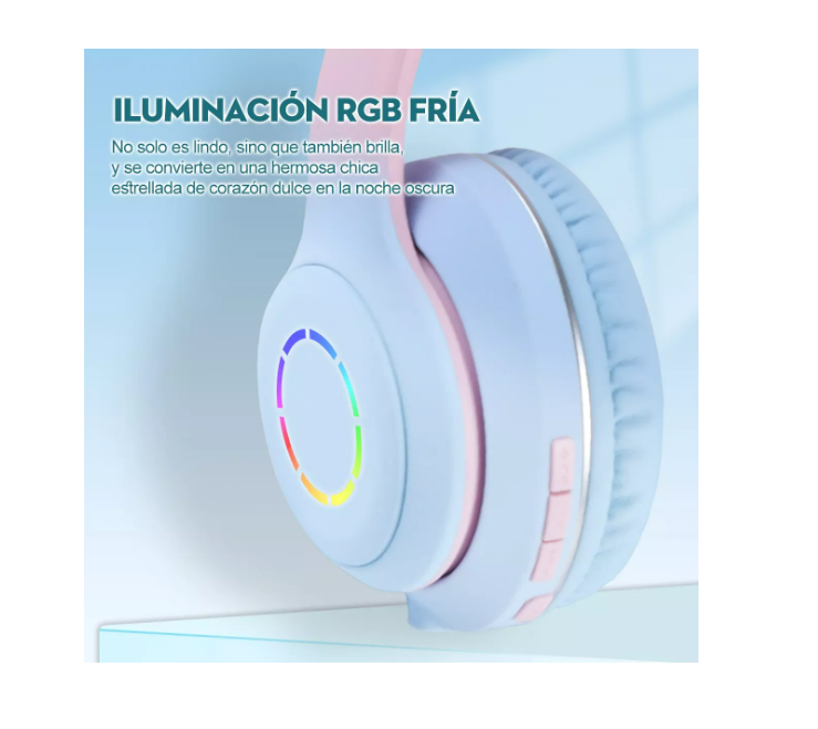 Foto 3 pulgar | Audífonos Inalámbrico Diadema Con Luz Led Bluetooth 400mah Wünd