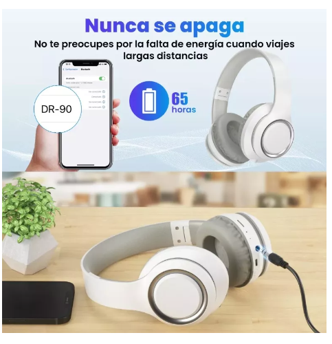 Foto 5 pulgar | Audífonos Wünd  Gamer Inalámbricos Bluetooth Diadema  Plegable Con Mic Color Blanco