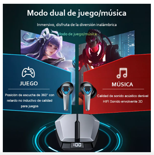 Foto 4 pulgar | Auriculares In-Ear Gamer Inalámbricos Bluetooth