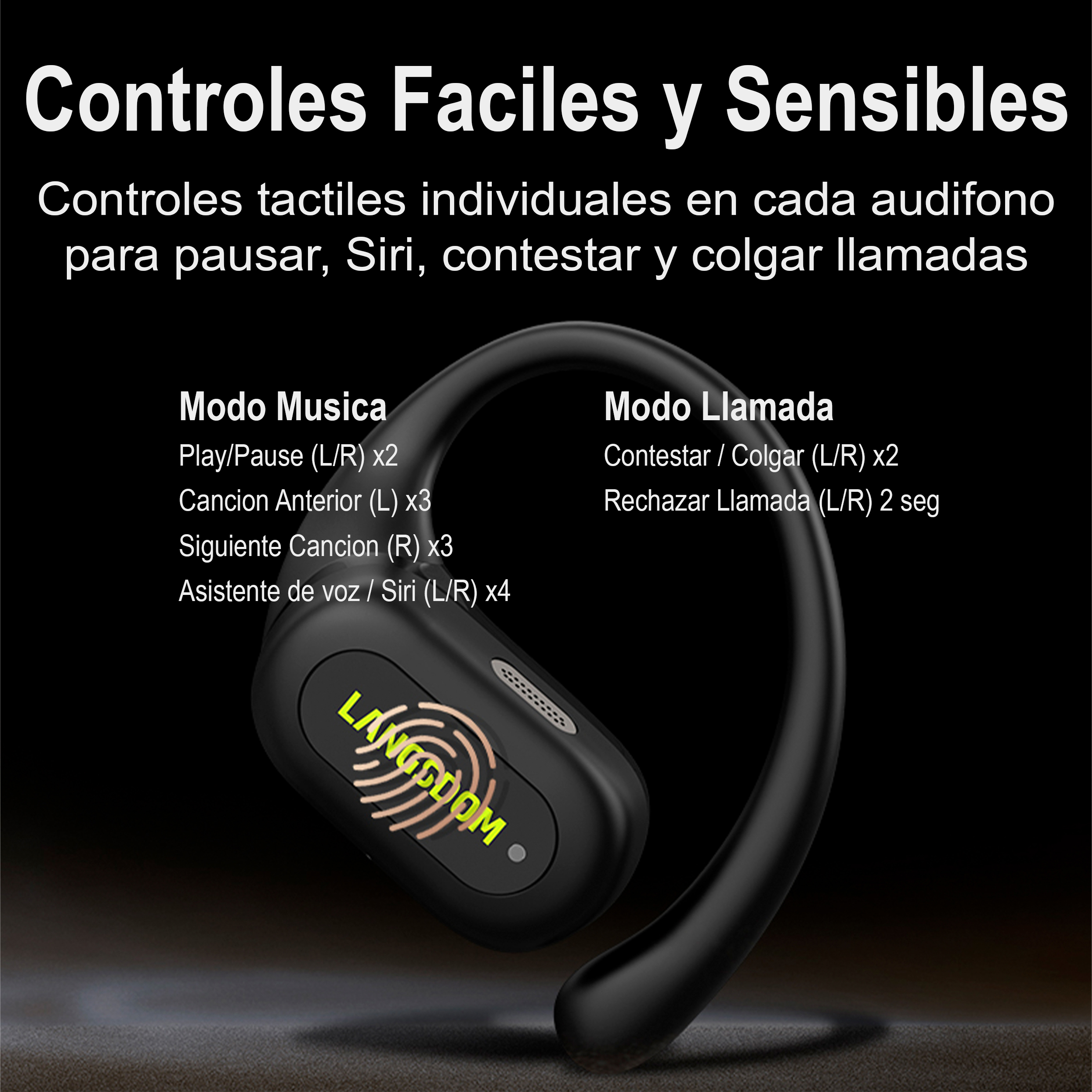 Foto 3 pulgar | Audífonos Langsdom Impermeables TS19 para Deporte Negros