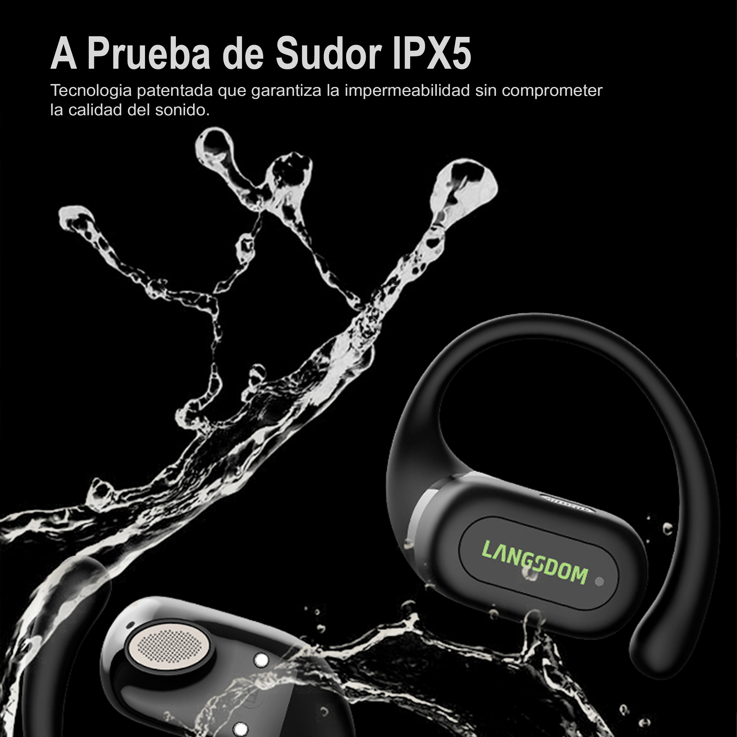 Foto 7 pulgar | Audífonos Langsdom Impermeables TS19 para Deporte Negros