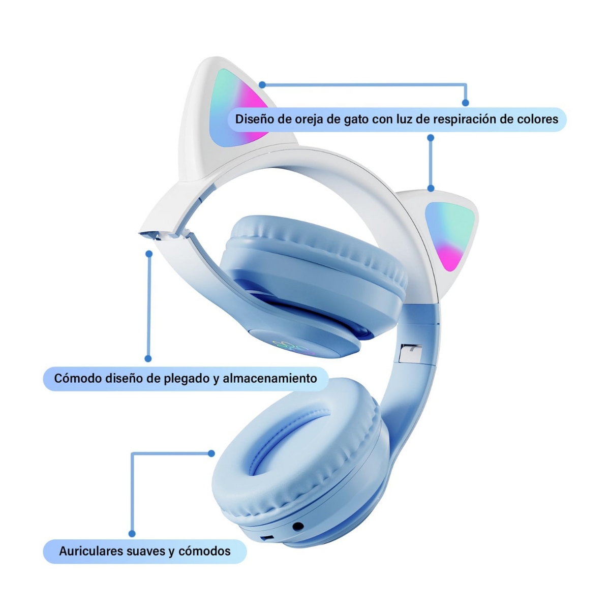 Foto 4 pulgar | Jie Smart Diadema Bluetooth Gato Led Colores Varios