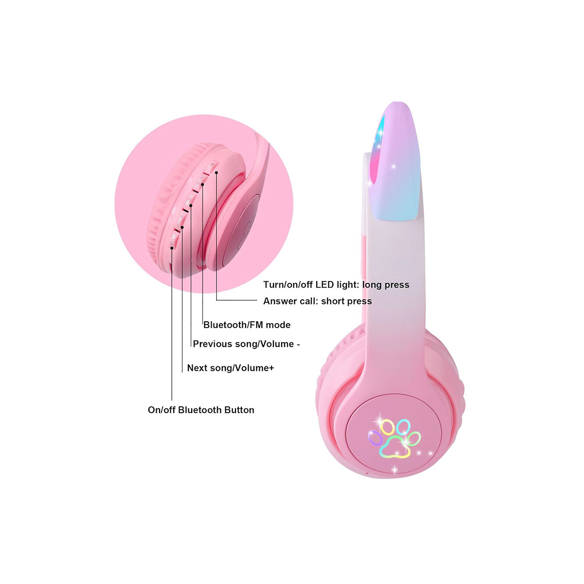 Foto 4 pulgar | Jie Smart Diadema Bluetooth Gato Led Colores Varios