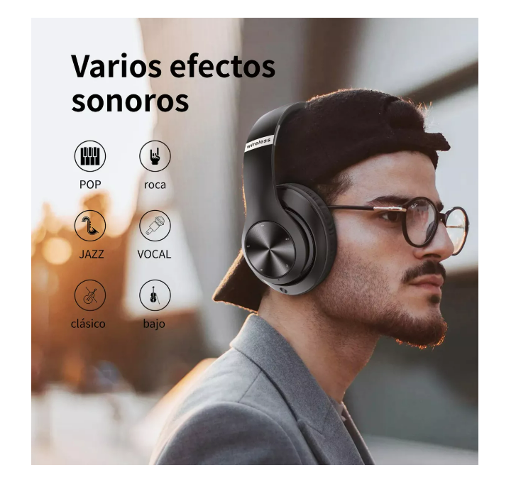 Foto 4 | Audífonos Inalambricos Bluetooth De Diadema Con Micrófono Color Negro