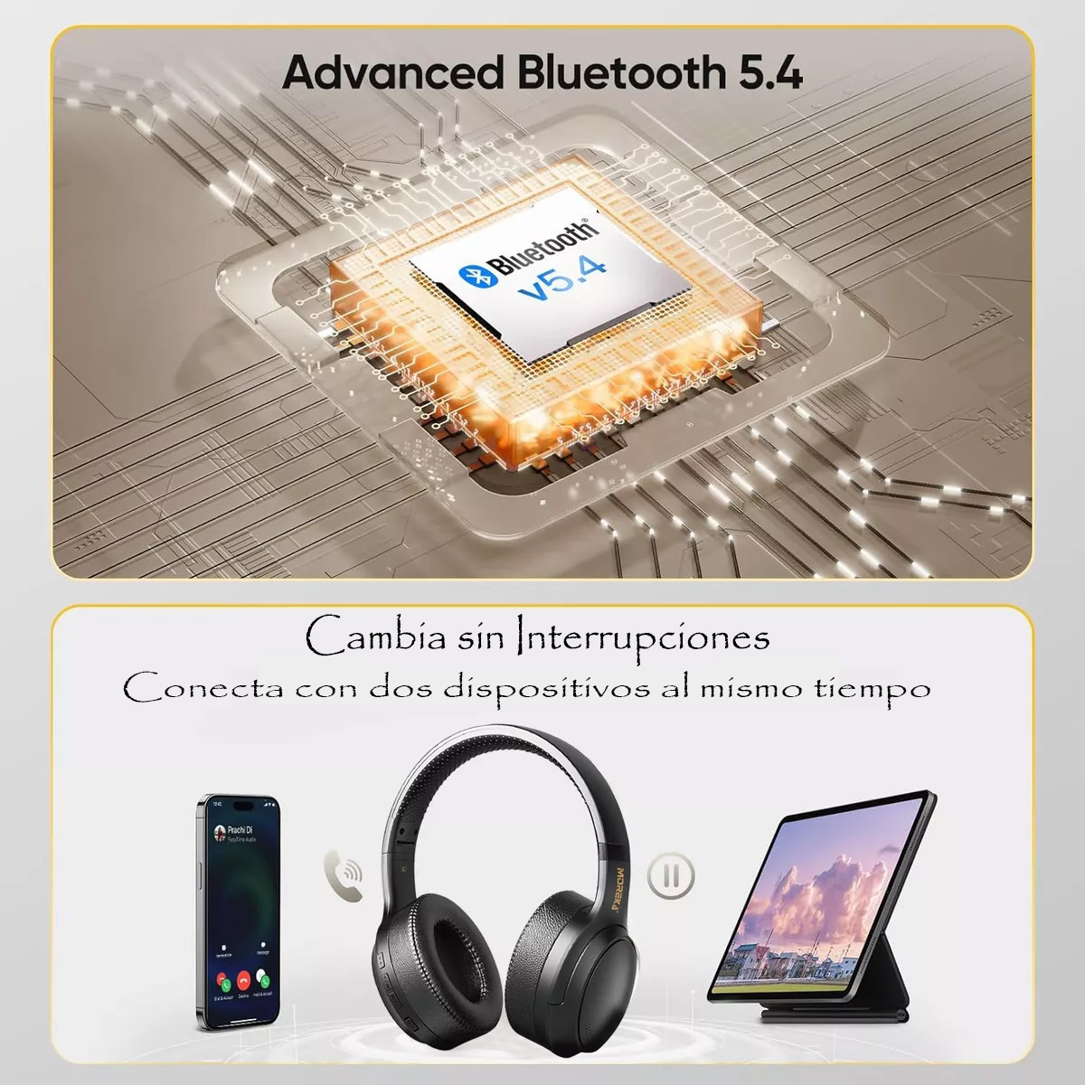 Foto 4 pulgar | Audífonos Inalámbricos Over Ear Bluetooth 5.4 Gamer Beige