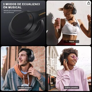 Foto 2 | Audífonos Inalámbricos Over Ear Bluetooth 5.4 Gamer Negro