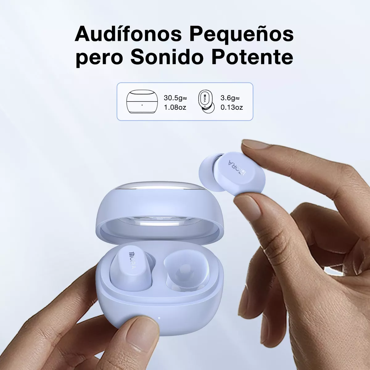 Foto 4 pulgar | Audífonos Inalámbricos In Ear 1 Hora Bluetooth 5.3 Azul Claro