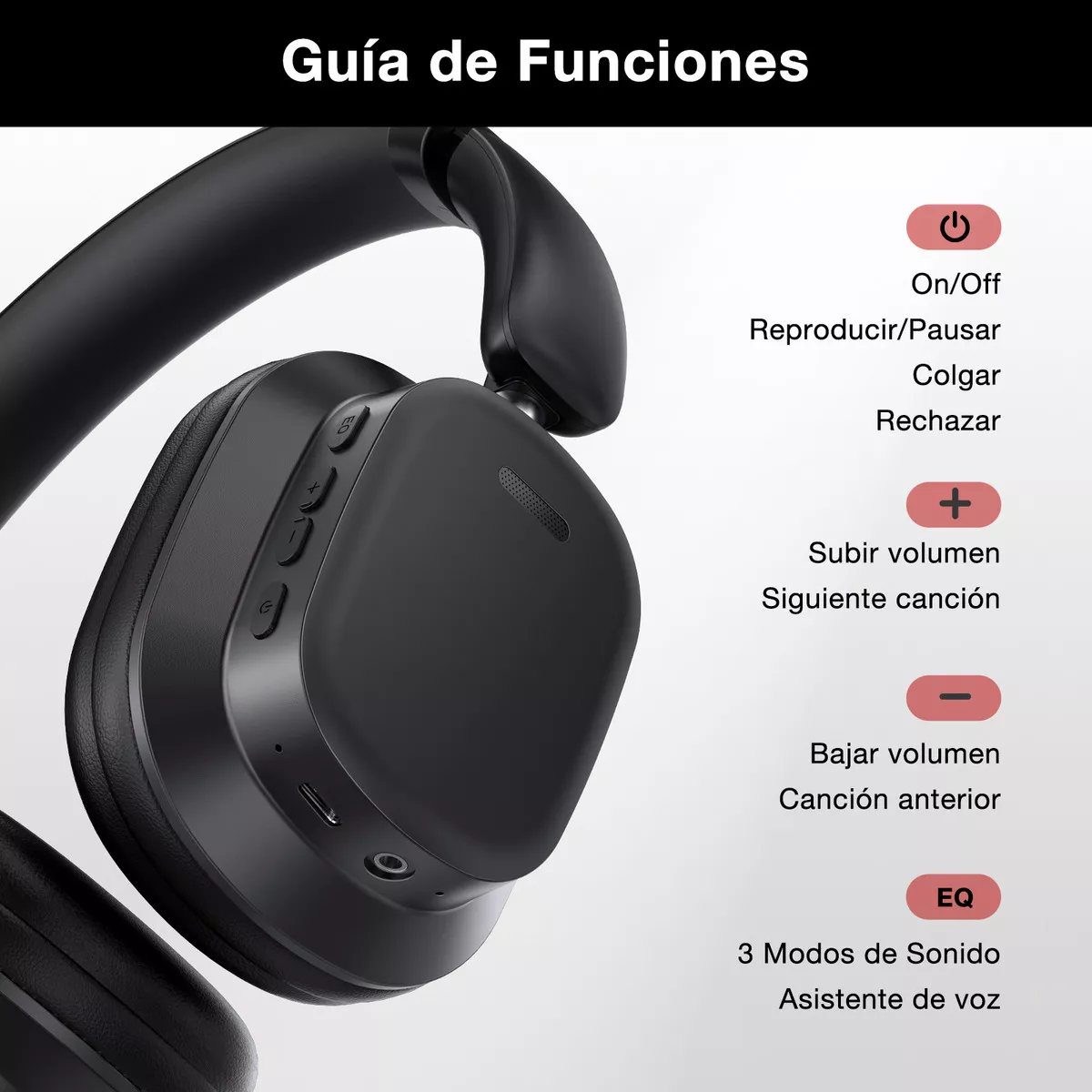 Foto 6 pulgar | Audífonos Inalámbricos 1Hora Negros con Bluetooth