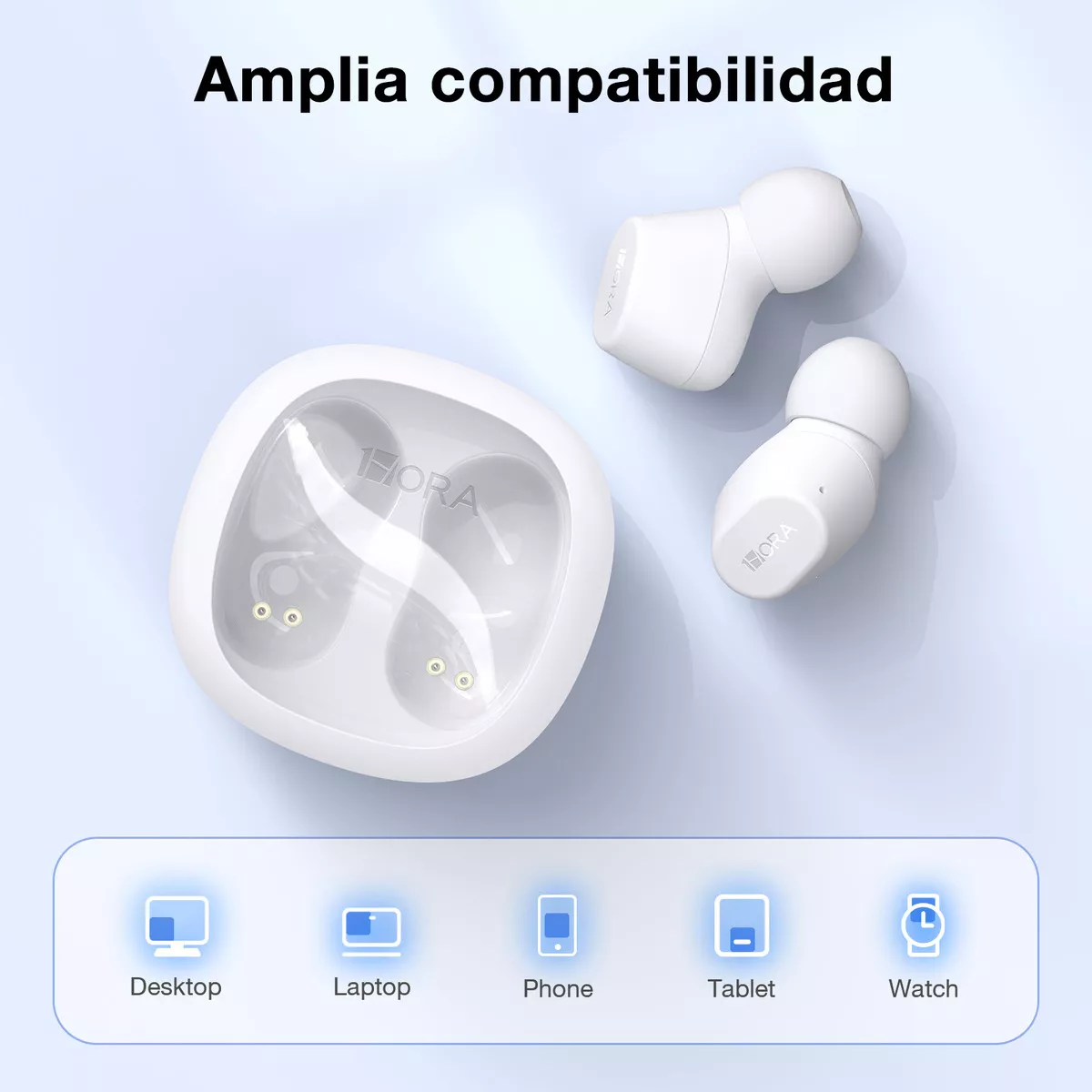 Foto 7 pulgar | Audífonos Inalámbricos In Ear 1 Hora Bluetooth 5.3 Blancos