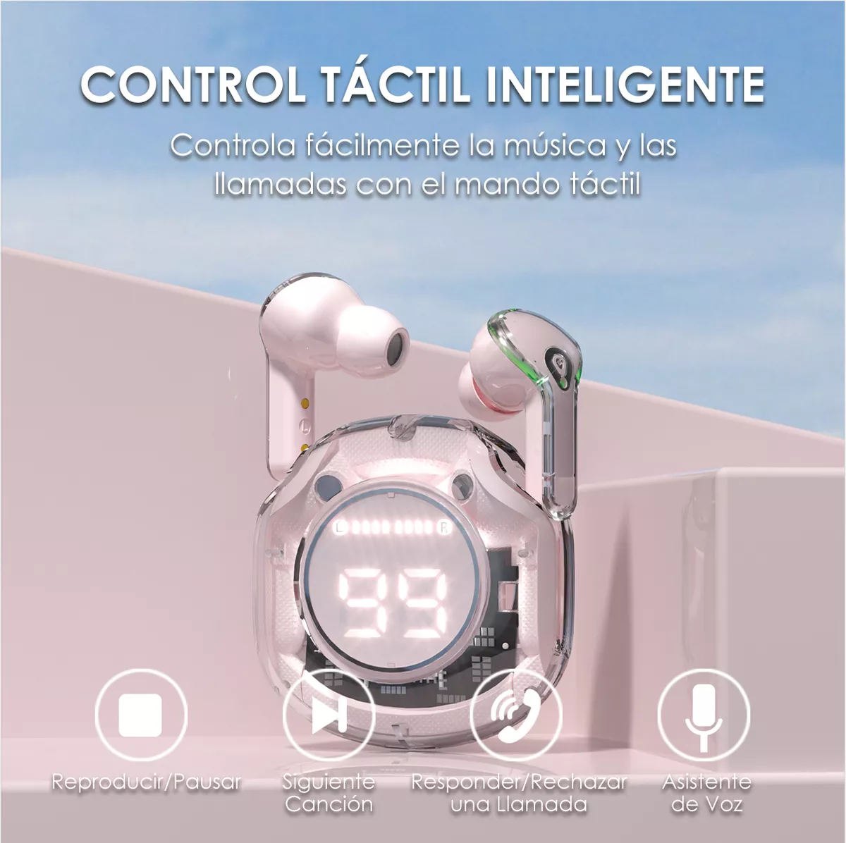 Foto 5 pulgar | Audífonos Bluetooth con Luz Rgb Belug Rosa