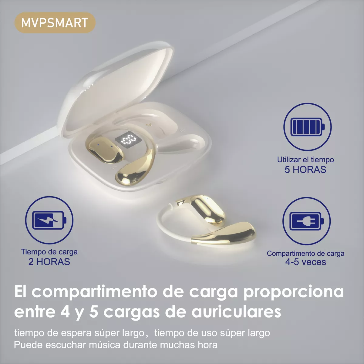 Foto 4 pulgar | Audífonos Manos Libres Open-ear Bluetooth Moda Dorado