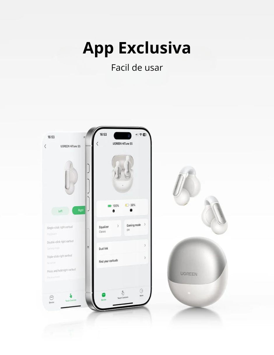 Foto 4 pulgar | Audífonos Inalámbricos Hitune S5 Ugreen Bluetooth 5.3 Earbuds Blanco