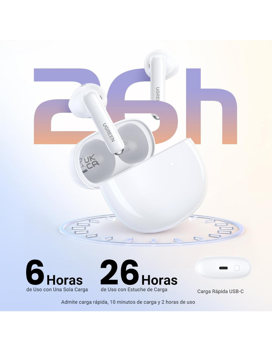 Foto 4 pulgar | Audífonos Inalámbricos Bluetooth 5.3 Ugreen In Ear Con Cancelación De Ruido Blancos