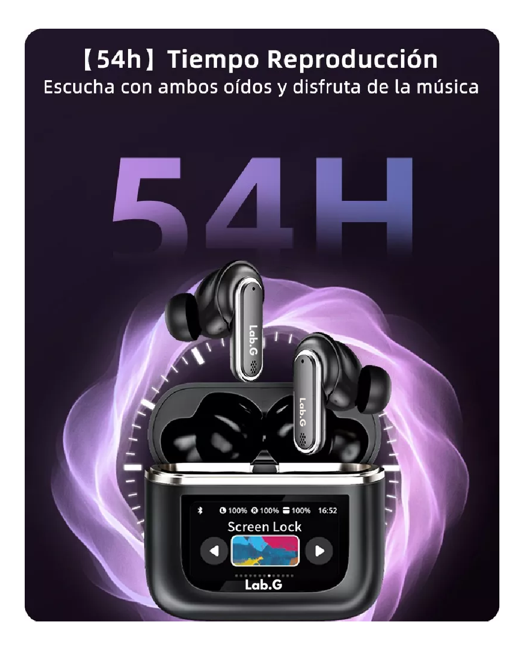 Foto 4 pulgar | Audífonos Smart Pantalla Anc Bluetooth 5.4 Tws Auriculares Negro