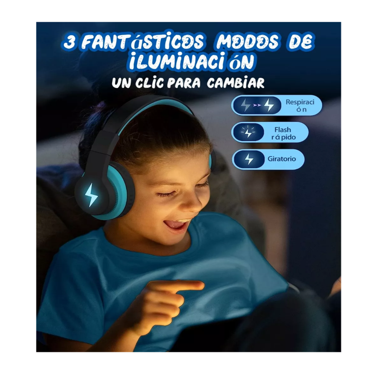 Foto 3 pulgar | Auriculares Bluetooth Diadema Inalámbricos 45h Para Niños, Belug  Azul/negro