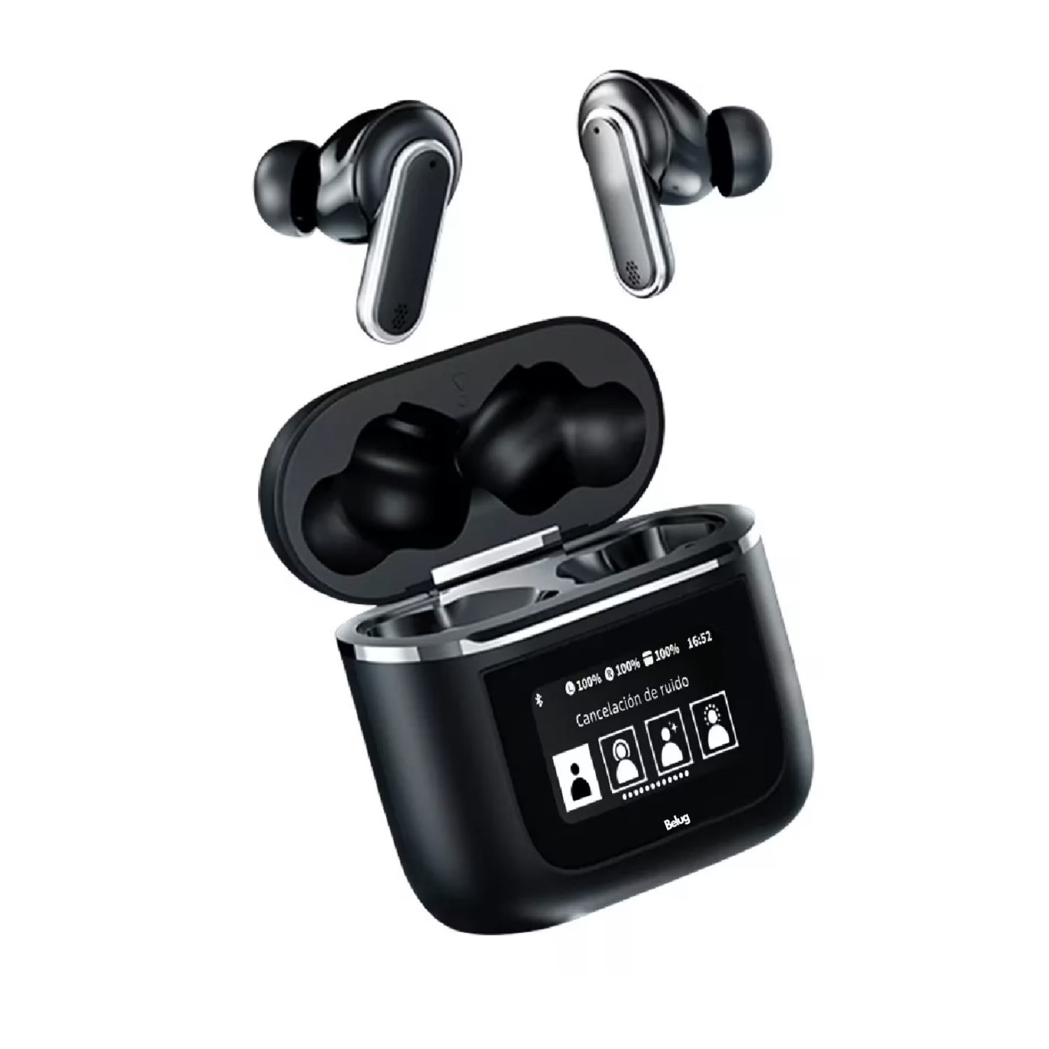 Foto 2 pulgar | Audífonos Smart Pantalla Anc Bluetooth 5.4 Tws Auriculares Belug,  Negro