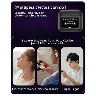 Foto 5 | Audífonos Smart Pantalla Anc Bluetooth 5.4 Tws Auriculares Belug, Negro