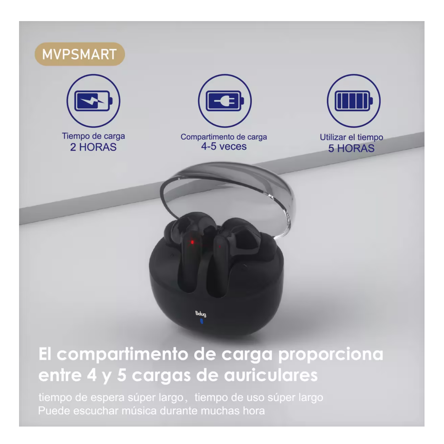 Foto 3 | Audífonos Bluetooth 5.3 Compatible Android Negro