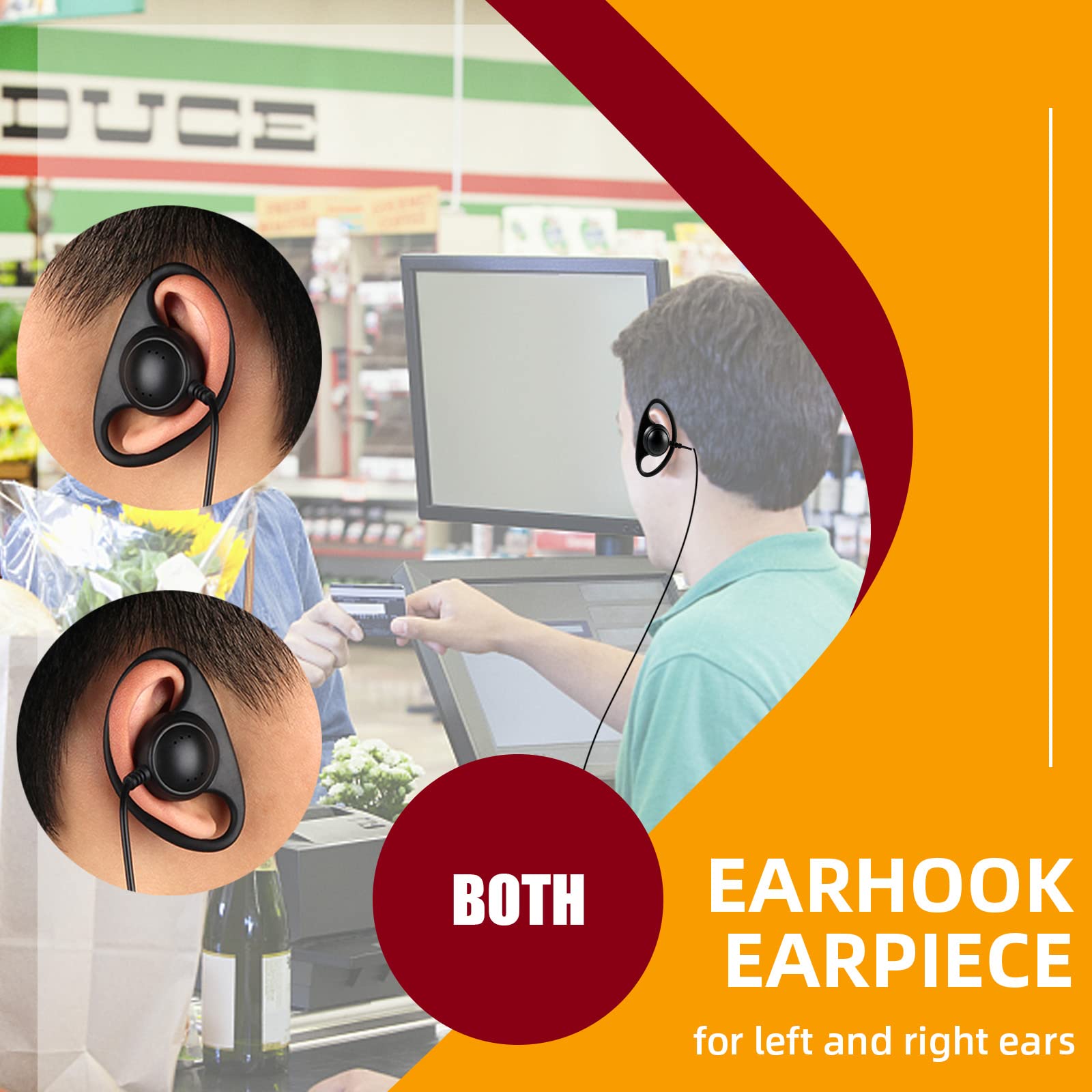 Foto 4 | Auricular Walkie Talkie Retevis Hands Free Con Micrófono Para Rt22 Rt21 - Venta Internacional.