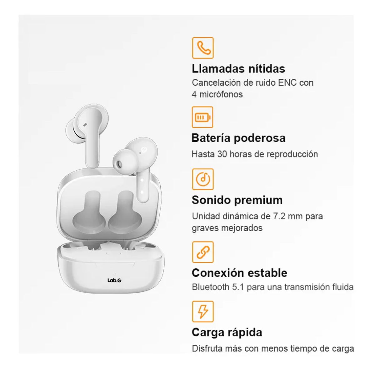 Foto 3 pulgar | Audífonos In-ear Inalámbricos Lab.g Blanco