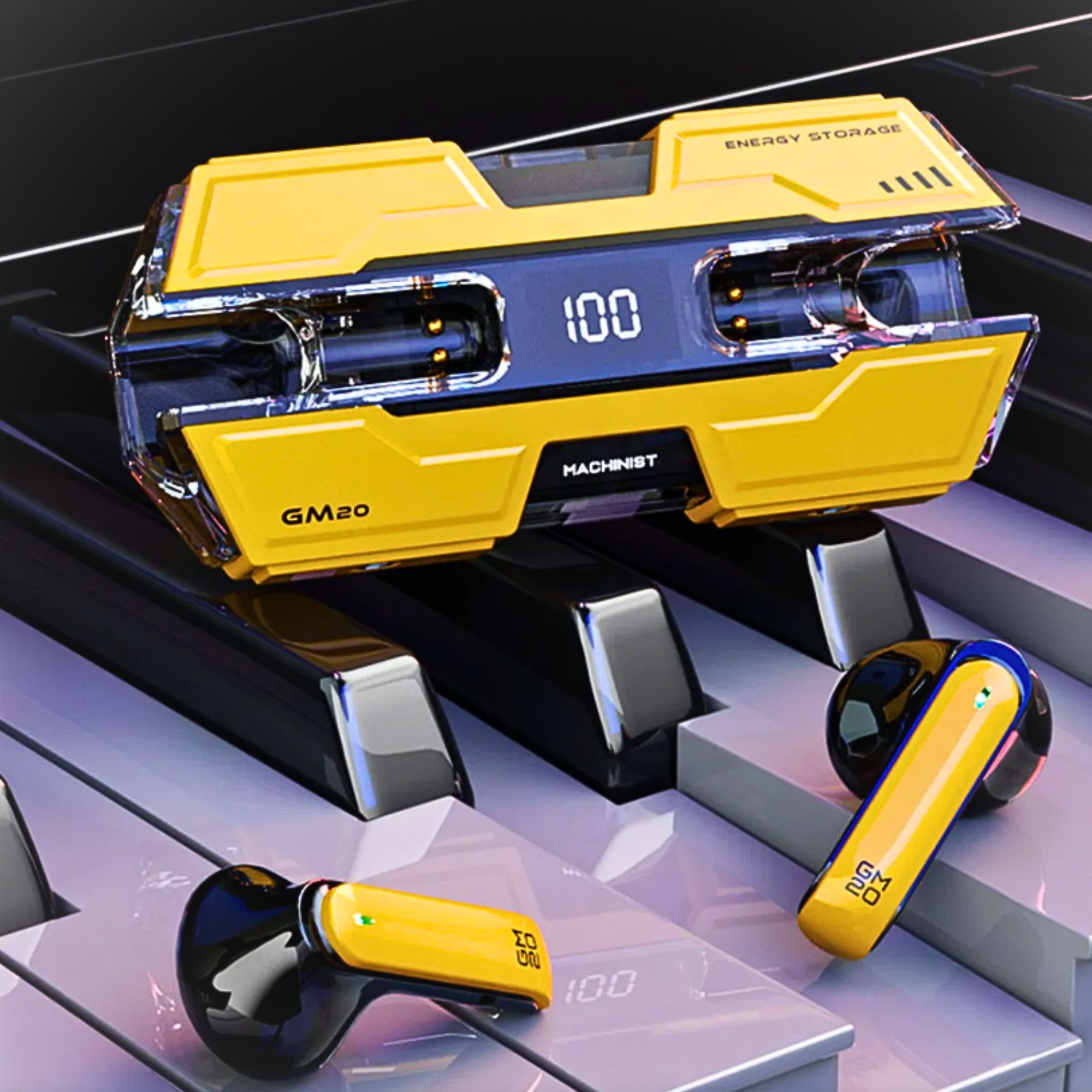 Foto 2 | Auriculares Inalámbricos Con Estuche De Carga Amarillo