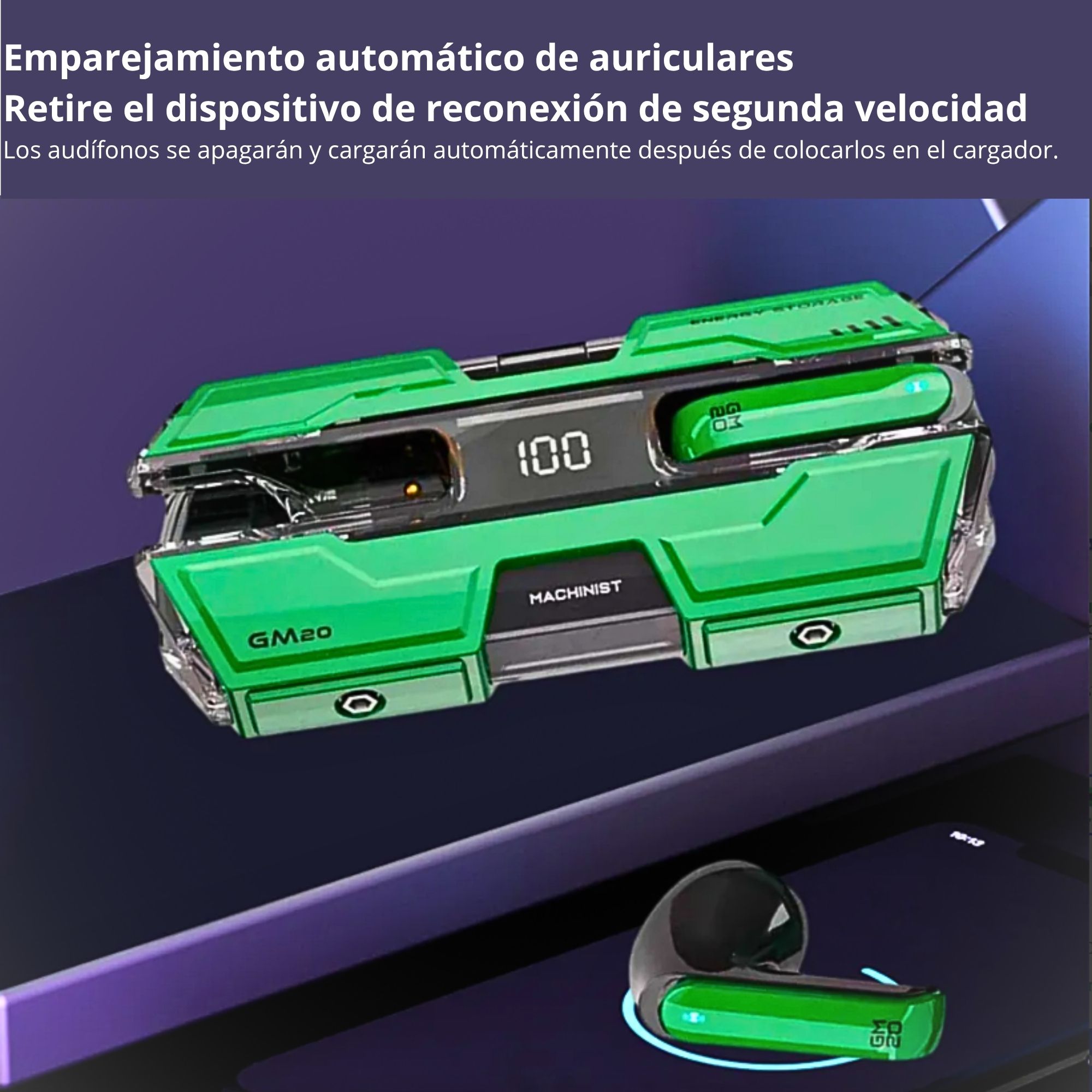 Foto 7 pulgar | Auriculares Inalámbricos Con Estuche De Carga Verde
