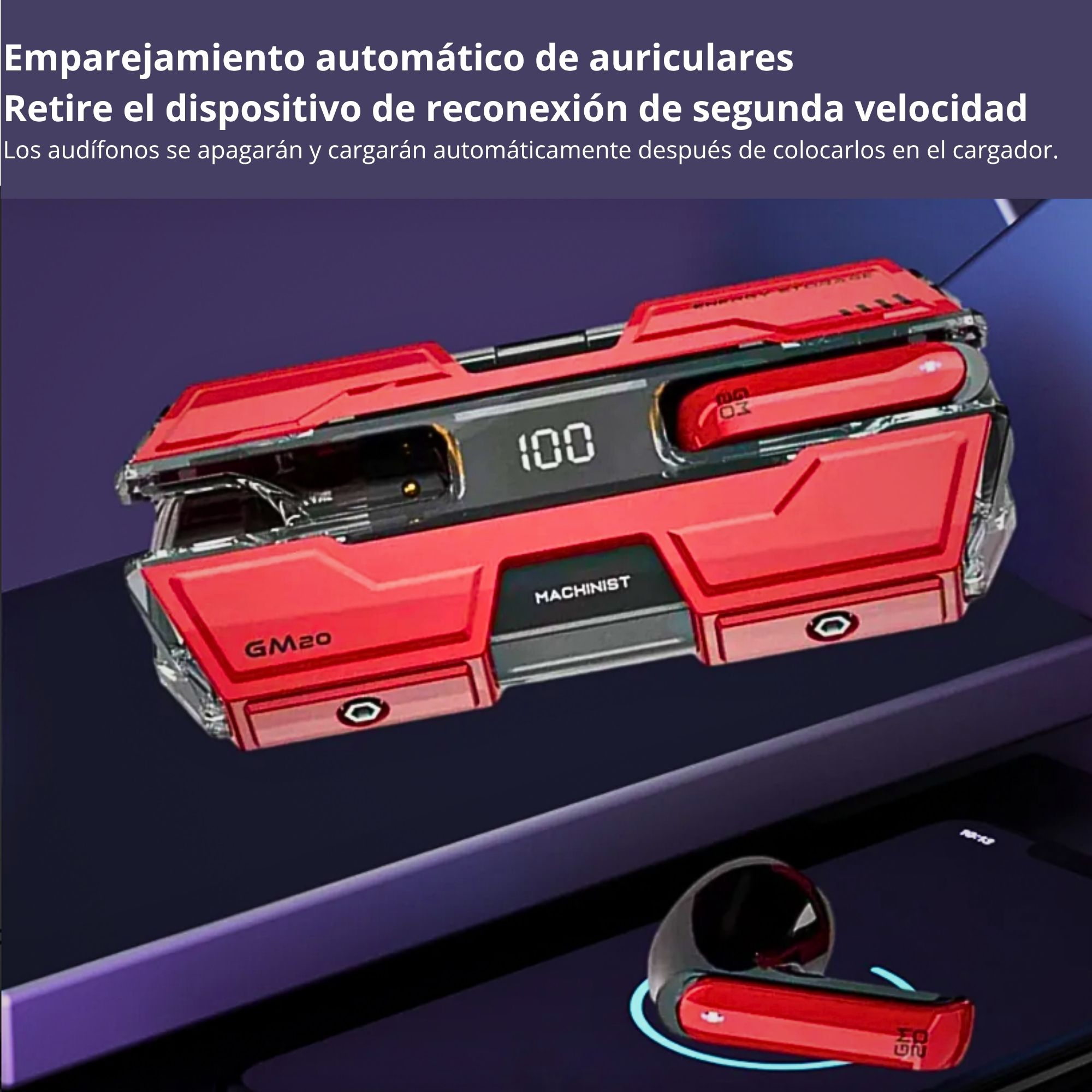 Foto 5 pulgar | Auriculares Inalámbricos Con Estuche De Carga Rojo