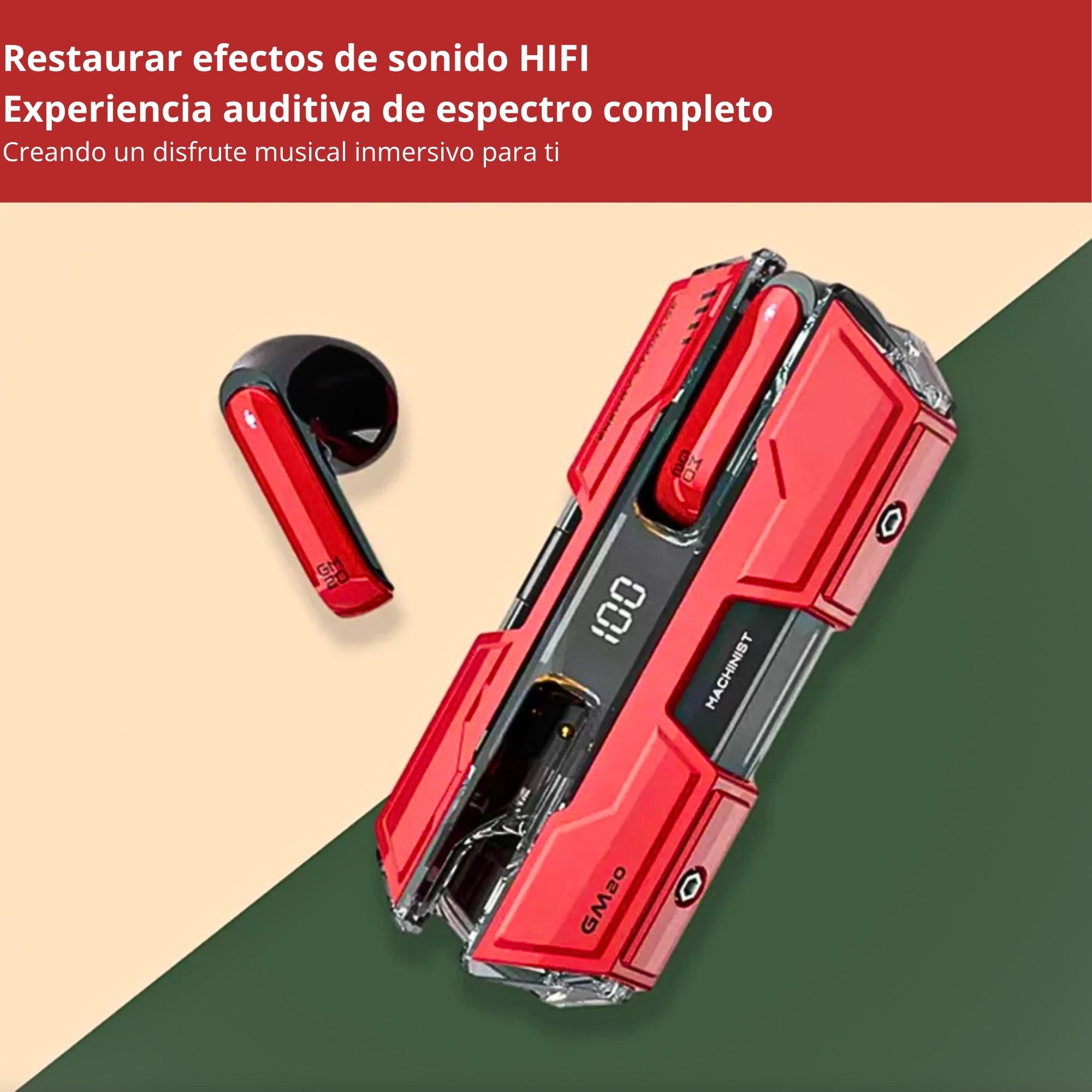 Foto 6 pulgar | Auriculares Inalámbricos Con Estuche De Carga Rojo