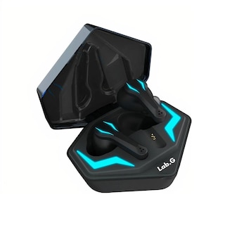 Foto 2 | Audífonos Gamer Bluetooth Inalámbricos Estuche Y Micrófono Luz Led Negro Con Azul Lab.g Multicolor