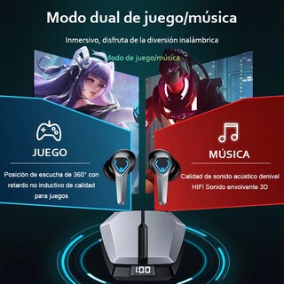 Foto 2 | Audífonos Gamer Bluetooth 5.0 Impermeable Amarillo Con Raya Azul Lab.g Amarillo