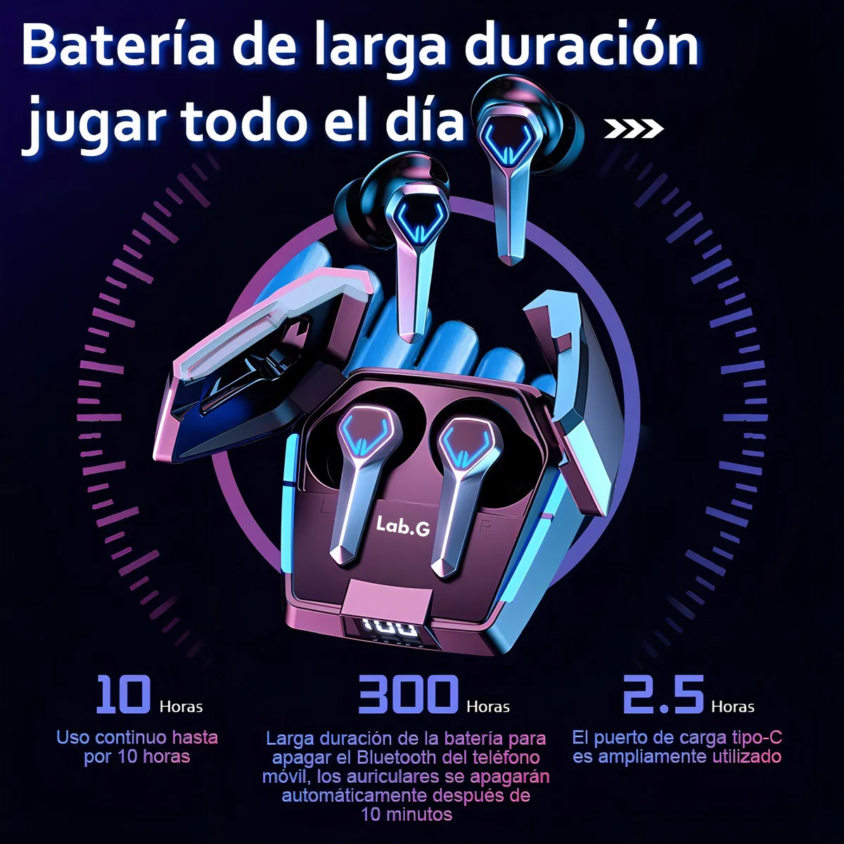 Foto 4 pulgar | Audífonos Gamer Bluetooth 5.0 Impermeable Amarillo Con Raya Azul Lab.g Amarillo