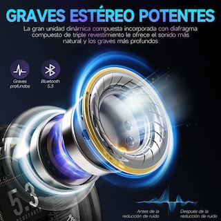 Foto 5 | Audífonos Bluetooth Deportivos Reducción De Ruido Gris Con Negro Lab.g Gris