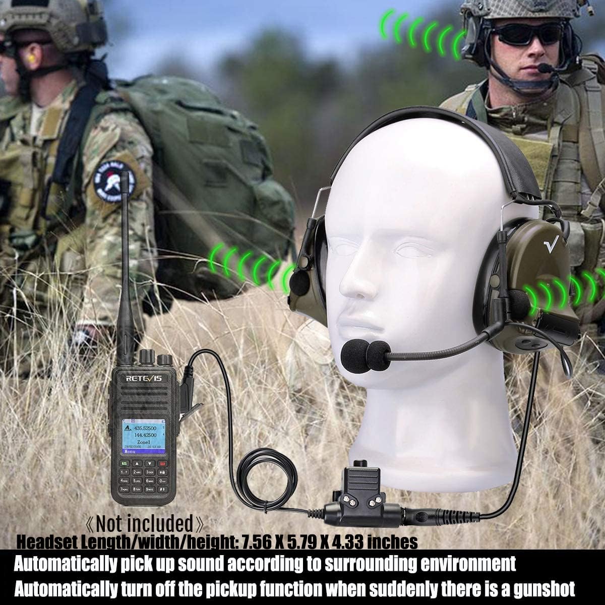 Foto 4 pulgar | Auriculares Tácticos Retevis Ehk007 Con Micrófono Para Caza Y Tiro - Venta Internacional.