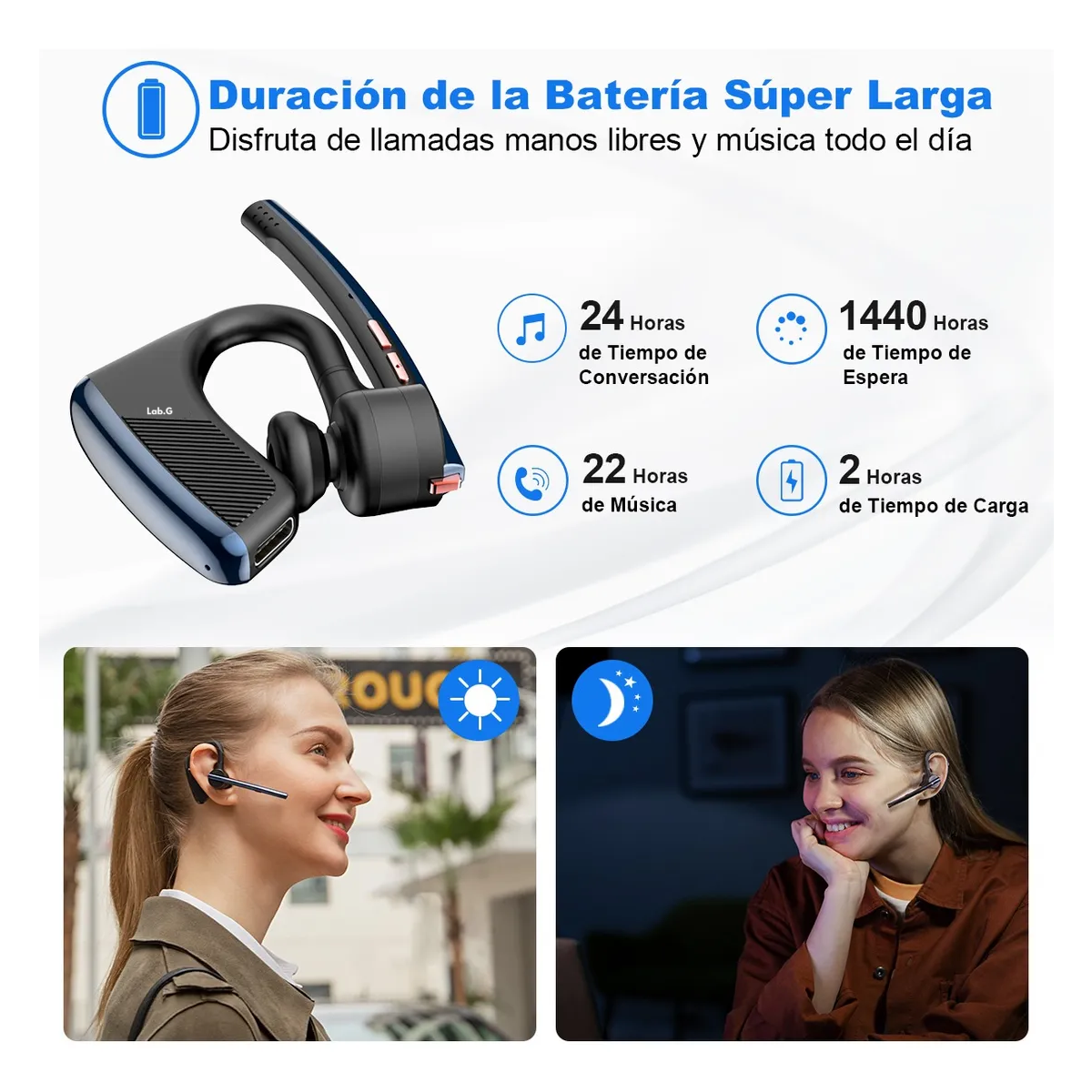 Foto 4 pulgar | Auriculares Inalámbricos New Bluetooth V5.2 Lab.g Negro
