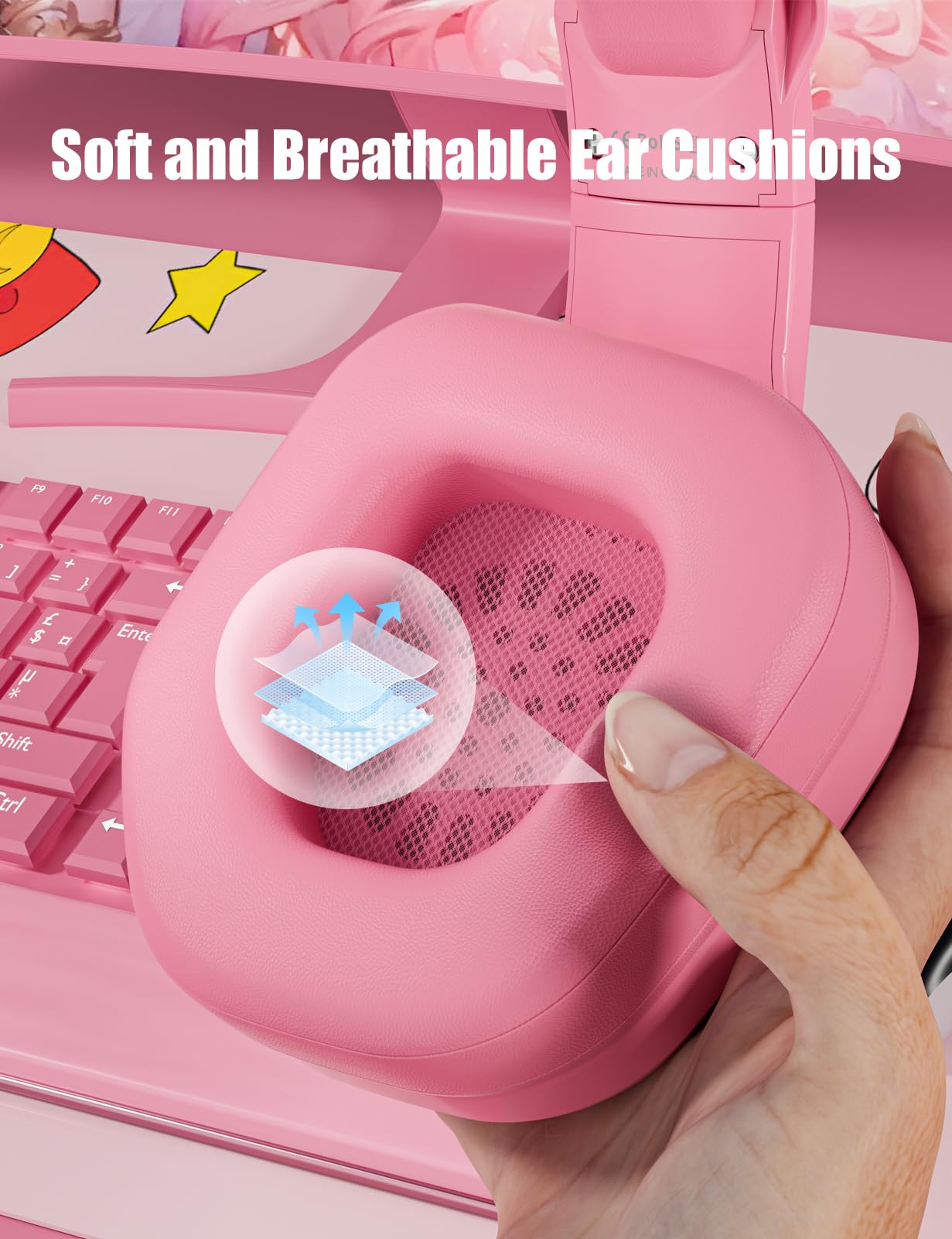 Foto 7 pulgar | Auriculares Para Juegos Ziumier Pink Con Orejas De Gato Desmontables Ps4 Ps5 - Venta Internacional.