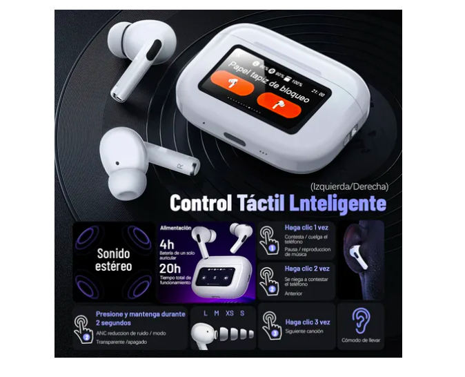 Foto 3 pulgar | Smart Pantalla Audífonos Xtellar Bluetooth 5.4 Anc Auriculares