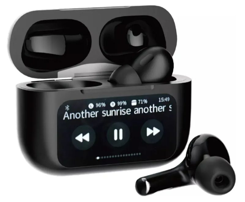 Xtellar Auriculares Bluetooth 5.4 Negro Con Smart Display  Cancelación Activa De Ruido Y Controles Táctiles  Id