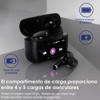Foto 4 | Xtellar Auriculares Bluetooth 5.4 Negro Con Smart Display Cancelación Activa De Ruido Y Controles Táctiles Id