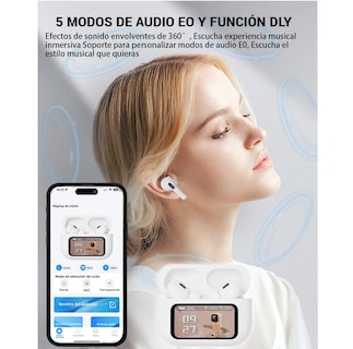 Foto 3 | ''smart Pantalla Audífonos Bluetooth 5.4 Anc Auriculares App Blanco ''