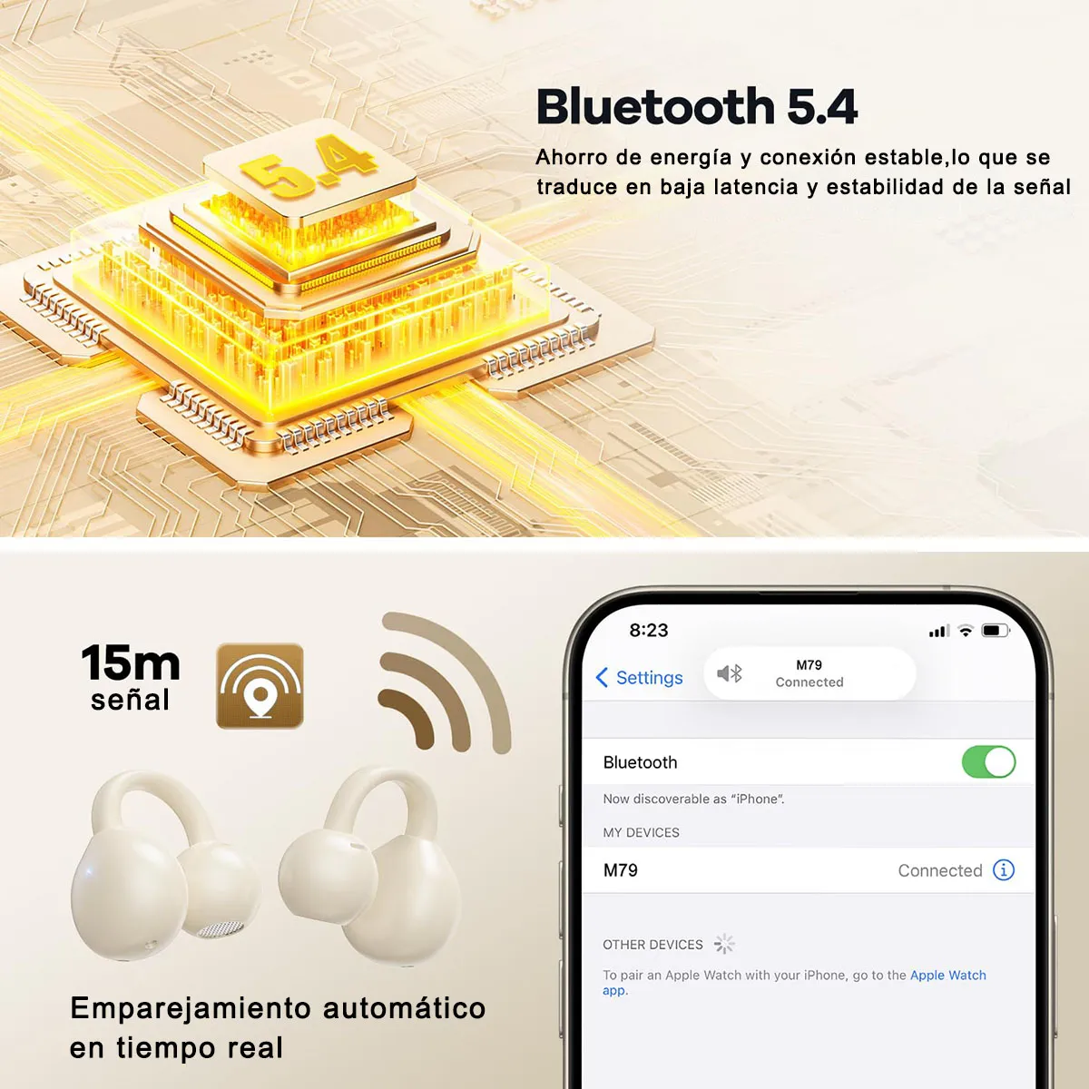 Foto 4 | Audífonos Open Ear Bluetooth Pantalla Digital Inalambricos Skin