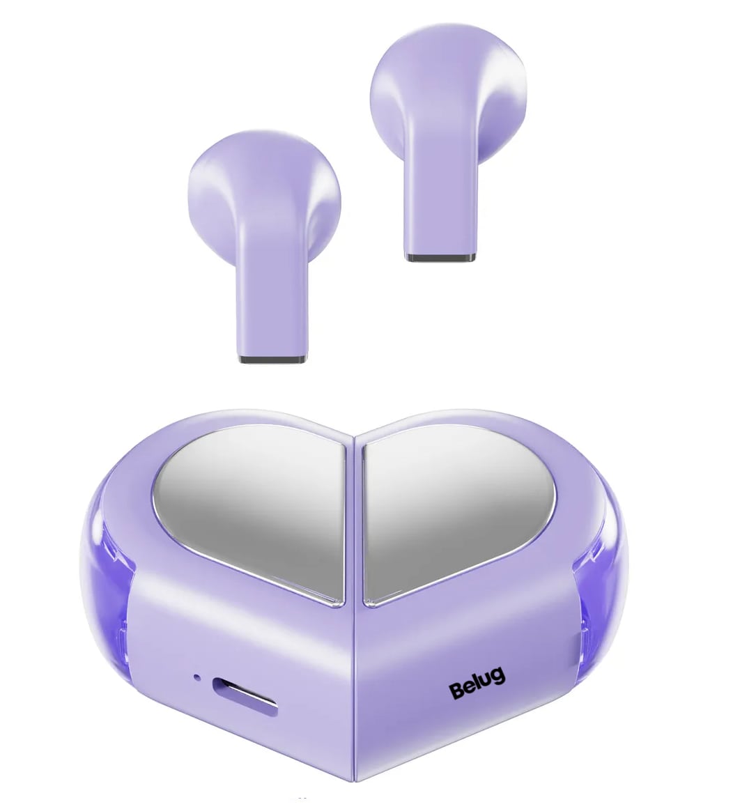 Auriculares Bluetooth Inalámbricos Con Forma De Corazón Violeta $659