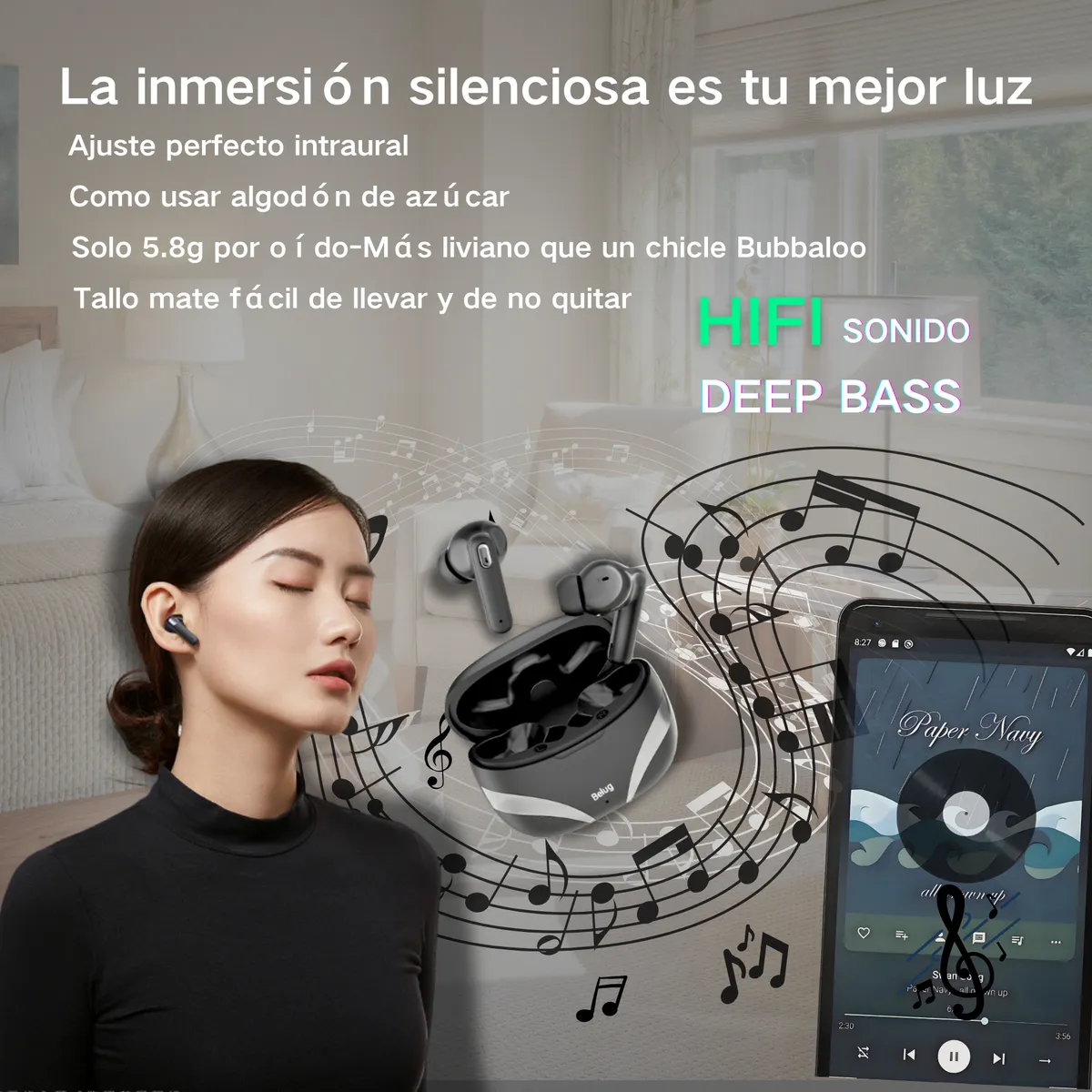 Foto 5 pulgar | Audífonos Bluetooth Deportivos A Prueba De Agua Negro