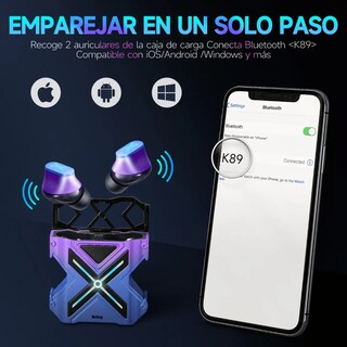 Foto 2 | Audífonos Bluetooth In-ear Gamer K89 Reducción De Ruido Violeta